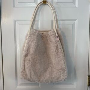 Victoria Secret Cream Faux Fur Tote Bag